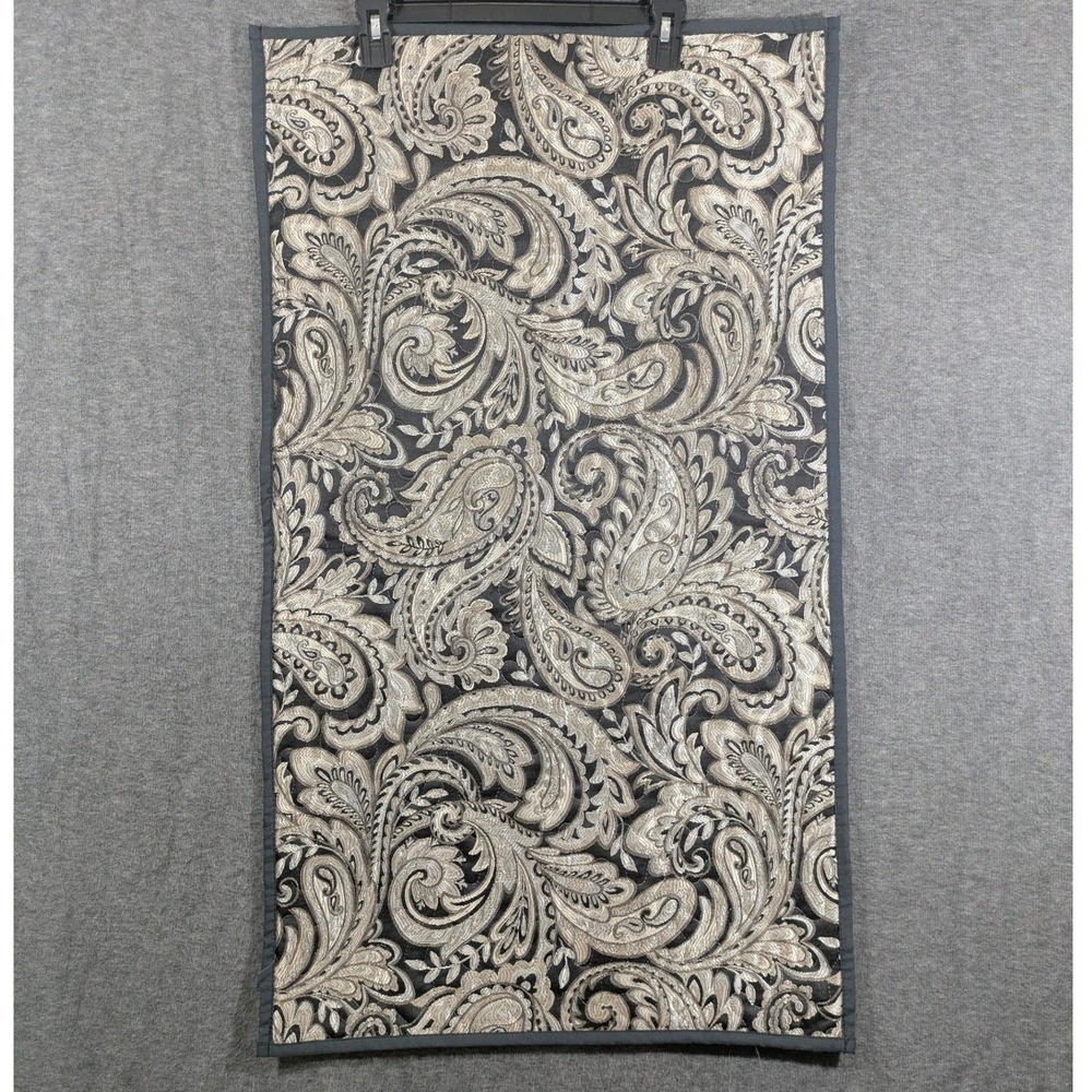 Madison Park‎ King Pillow Sham Black Silver Paisley  Jacquard 20x36 Set of 2